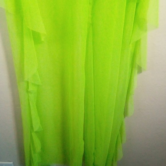 Love University Mesh Neon Green Ruffle Swim Cover-up Stretchy Pant - Picture 7 of 14